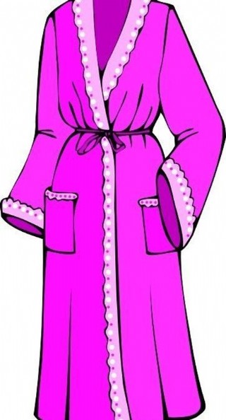 洋红色调花边图案睡袍设计