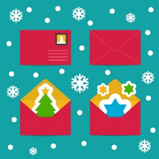 4款红色圣诞节信件设计矢量素材