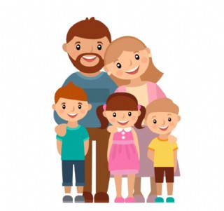 手绘五口之家全家福