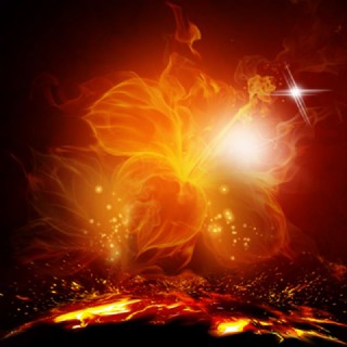 金色火焰花朵背景