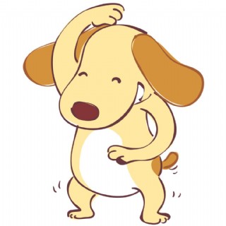呆萌浅色小奶狗卡通装饰元素