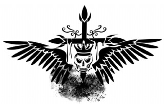 黑色翅膀骷髅图案png元素