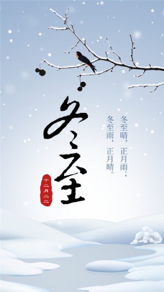简约二十四节气冬至海报