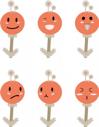 橙色蒲公英精灵表情包手绘素材